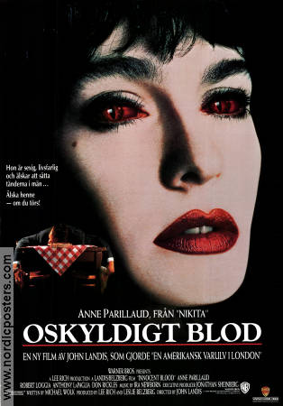 Oskyldigt blod 1993 poster Anne Parillaud Robert Loggia John Landis