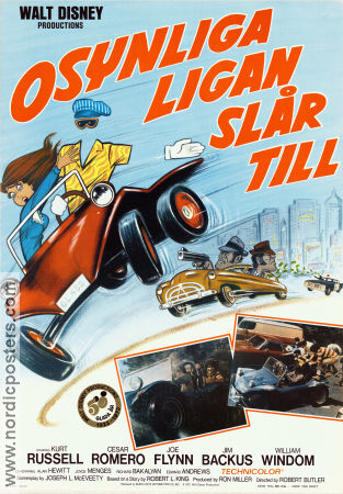 Osynliga ligan slår till 1972 poster Kurt Russell Cesar Romero Joe Flynn Robert Butler Filmbolag: Walt Disney Bilar och racing