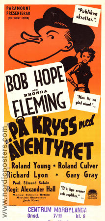 På kryss med äventyret 1949 poster Bob Hope Rhonda Fleming Roland Young Alexander Hall Skepp och båtar Resor Musikaler