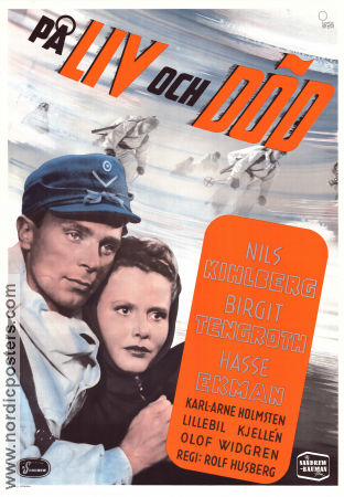 På liv och död 1943 poster Nils Kihlberg Birgit Tengroth Hasse Ekman Rolf Husberg Vintersport