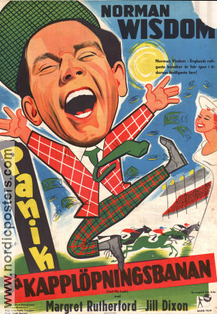 Panik på kapplöpningsbanan 1957 poster Norman Wisdom Margaret Rutherford John Paddy Carstairs Hästar