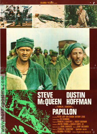 Papillon 1973 poster Steve McQueen Dustin Hoffman Victor Jory Franklin J Schaffner