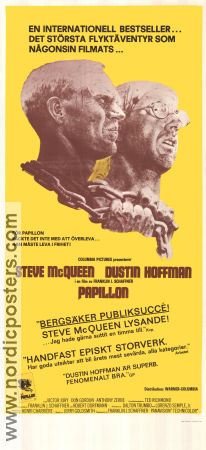 Papillon 1973 poster Steve McQueen Dustin Hoffman Victor Jory Franklin J Schaffner