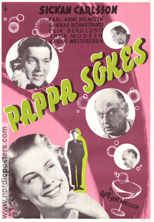 Pappa sökes 1947 poster Sickan Carlsson Karl-Arne Holmsten Thor Modéen Arne Mattsson Telefoner