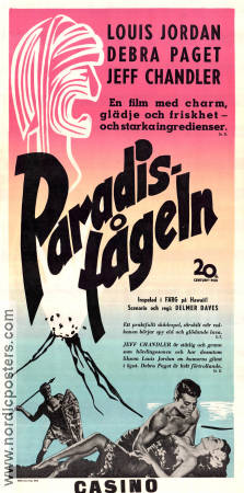 Paradisfågeln 1951 poster Debra Paget Louis Jourdan Jeff Chandler Delmer Daves