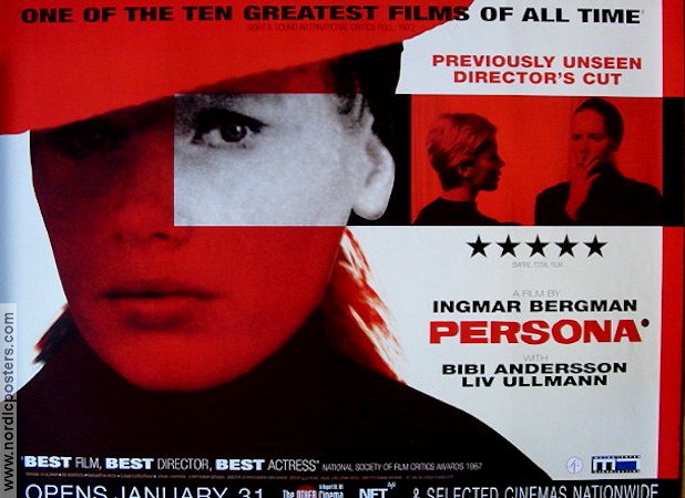 Persona 1966 poster Liv Ullmann Bibi Andersson Margaretha Krook Gunnar Björnstrand Ingmar Bergman Kultfilmer