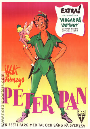 Peter Pan 1953 poster Bobby Driscoll Clyde Geronimi Text: JM Barrie Animerat Barn