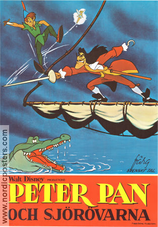 Peter Pan och sjörövarna 1953 poster Bobby Driscoll Clyde Geronimi Text: JM Barrie Animerat Barn