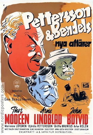 Pettersson och Bendels nya affärer 1945 poster Thor Modéen John Botvid Arne Lindblad Hjördis Petterson