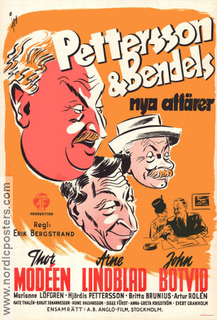 Pettersson och Bendels nya affärer 1949 poster Thor Modéen John Botvid Arne Lindblad Hjördis Petterson Erik Bergstrand