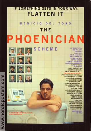 The Phoenician Scheme 2025 poster Benicio Del Toro Truman Hanks Steve Park Wes Anderson