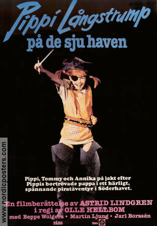 Pippi Långstrump på de sju haven 1970 poster Inger Nilsson Beppe Wolgers Olle Hellbom Text: Astrid Lindgren Hitta mer: Pippi Långstrump