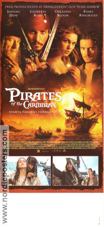 Pirates of the Caribbean 2003 poster Johnny Depp Geoffrey Rush Orlando Bloom Keira Knightley