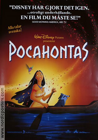 Pocahontas 1995 poster Mel Gibson Mike Gabriel Animerat