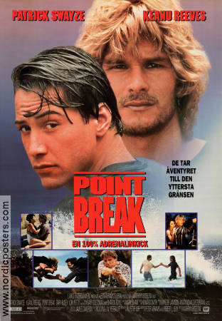 Point Break 1991 poster Patrick Swayze Keanu Reeves Gary Busey Kathryn Bigelow Fallskärm Poliser