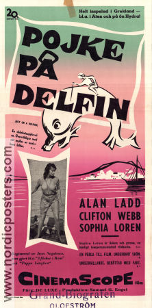Pojke på delfin 1957 poster Alan Ladd Clifton Webb Sophia Loren Jean Negulesco