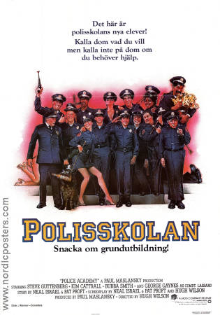 Polisskolan 1984 poster Steve Guttenberg Kim Cattrall GW Bailey Hugh Wilson Skola Poliser