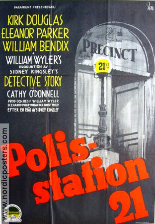 Polisstation 21 1951 poster Kirk Douglas Eleanor Parker William Bendix William Wyler Poliser Film Noir