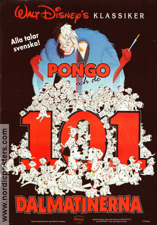 Pongo och de 101 dalmatinerna 1961 poster Rod Taylor Hamilton Luske Hundar