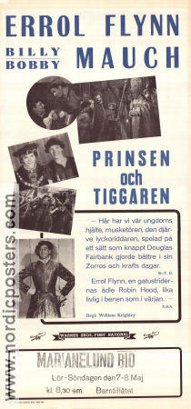 Prinsen och tiggaren 1937 poster Errol Flynn Claude Rains Henry Stephenson William Keighley