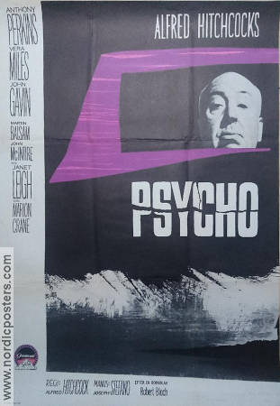 Psycho 1960 poster Anthony Perkins Janet Leigh Vera Miles Alfred Hitchcock Text: Robert Bloch Affischkonstnär: Gösta Åberg