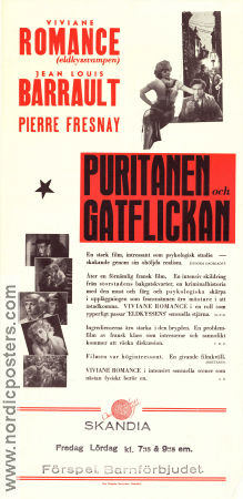 Puritanen och gatflickan 1938 poster Pierre Fresnay Jean-Louis Barrault Viviane Romance Jeff Musso