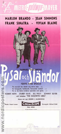 Pysar och sländor 1956 poster Marlon Brando Jean Simmons Frank Sinatra Joseph L Mankiewicz Musikaler