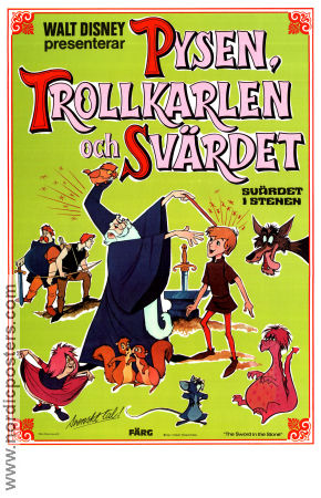 Pysen Trollkarlen och svärdet 1963 poster Rickie Sorensen Wolfgang Reitherman Animerat