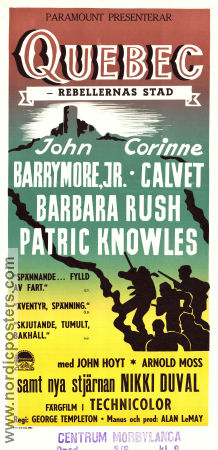 Quebec 1951 poster John Drew Barrymore Corinne Calvet Barbara Rush George Templeton