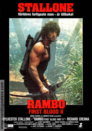 Rambo First Blood 2 1985 poster Sylvester Stallone Richard Crenna Charles Napier George P Cosmatos Vapen