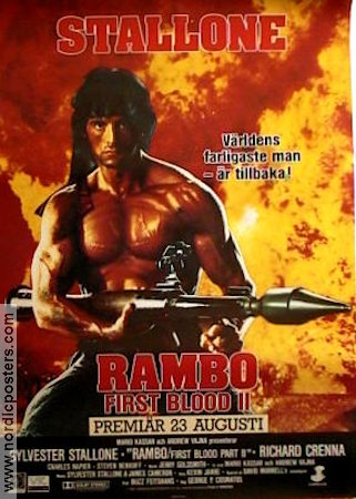 Rambo First Blood 2 1985 poster Sylvester Stallone Richard Crenna Charles Napier George P Cosmatos Vapen