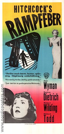 Rampfeber 1950 poster Jane Wyman Marlene Dietrich Richard Todd Alfred Hitchcock