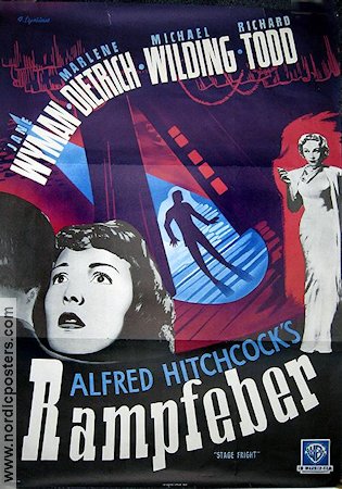Rampfeber 1950 poster Jane Wyman Marlene Dietrich Richard Todd Alfred Hitchcock