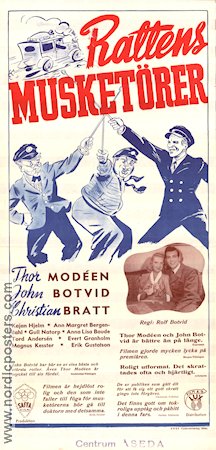 Rattens musketörer 1945 poster Thor Modéen John Botvid Christian Bratt Rolf Botvid