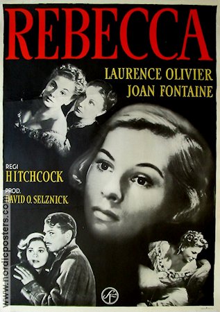 Rebecca 1940 poster Laurence Olivier Joan Fontaine Alfred Hitchcock