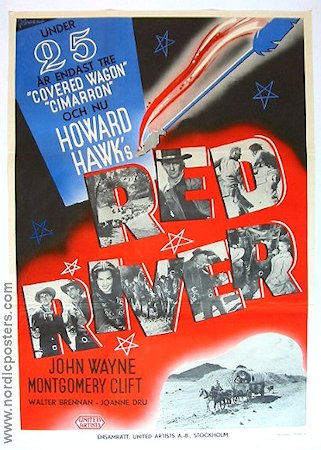 Red River 1948 poster John Wayne Montgomery Clift Joanne Dru Howard Hawks