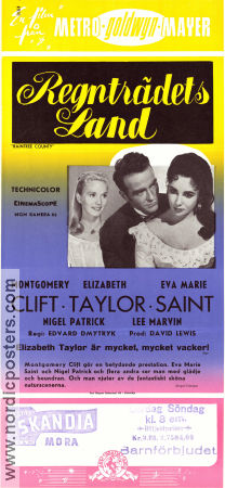 Regnträdets land 1957 poster Montgomery Clift Elizabeth Taylor Eva Marie Saint Edward Dmytryk