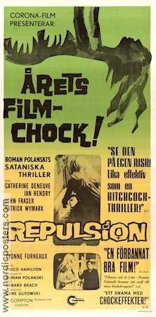 Repulsion 1965 poster Catherine Deneuve Ian Hendry John Fraser Roman Polanski