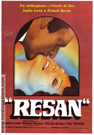 Resan 1974 poster Sophia Loren Richard Burton Ian Bannen Vittorio De Sica Konstaffischer