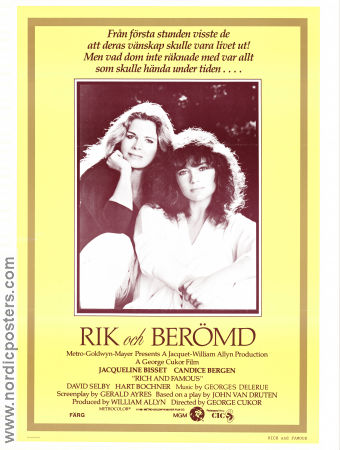 Rik och berömd 1981 poster Jacqueline Bisset Candice Bergen David Selby George Cukor