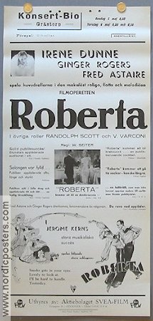 Roberta 1937 poster Irene Dunne Ginger Rogers Fred Astaire Musik: Jerome Kern Musikaler
