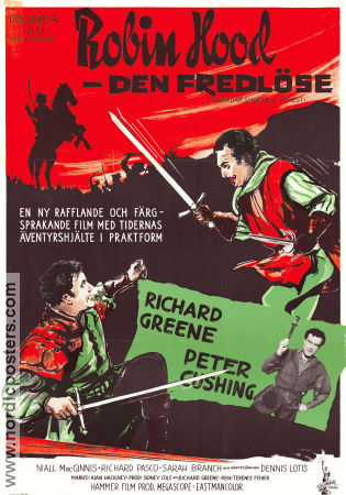 Robin Hood den fredlöse 1960 poster Richard Greene Peter Cushing Niall MacGinnis Terence Fisher Hitta mer: Robin Hood Äventyr matinée