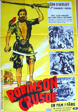 Robinson Crusoe 1954 poster Dan O´Herlihy Jaime Fernndez Felipe de Alba Luis Bunuel