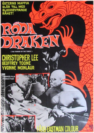 Röda draken 1961 poster Christopher Lee Yvonne Monlaur Geoffrey Toone Anthony Bushell Filmbolag: Hammer Films Asien