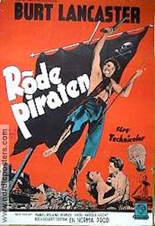 Röde piraten 1952 poster Burt Lancaster Äventyr matinée