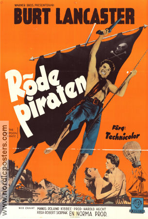 Röde piraten 1952 poster Burt Lancaster Nick Cravat Eva Bartok Robert Siodmak Äventyr matinée