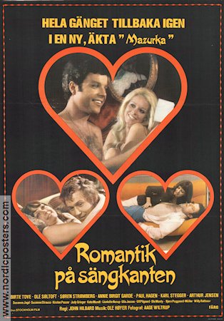 Romantik på sängkanten 1973 poster Ole Söltoft Birte Tove John Hilbard Danmark