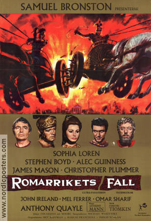 Romarrikets fall 1964 poster Sophia Loren Alec Guinness James Mason Christopher Plummer Anthony Mann Svärd och sandal