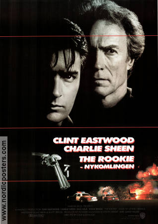 The Rookie 1990 poster Charlie Sheen Raul Julia Sonia Braga Clint Eastwood Poliser