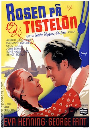 Rosen på Tistelön 1945 poster Eva Henning Text: Emilie Flygare-Carlén Skärgård